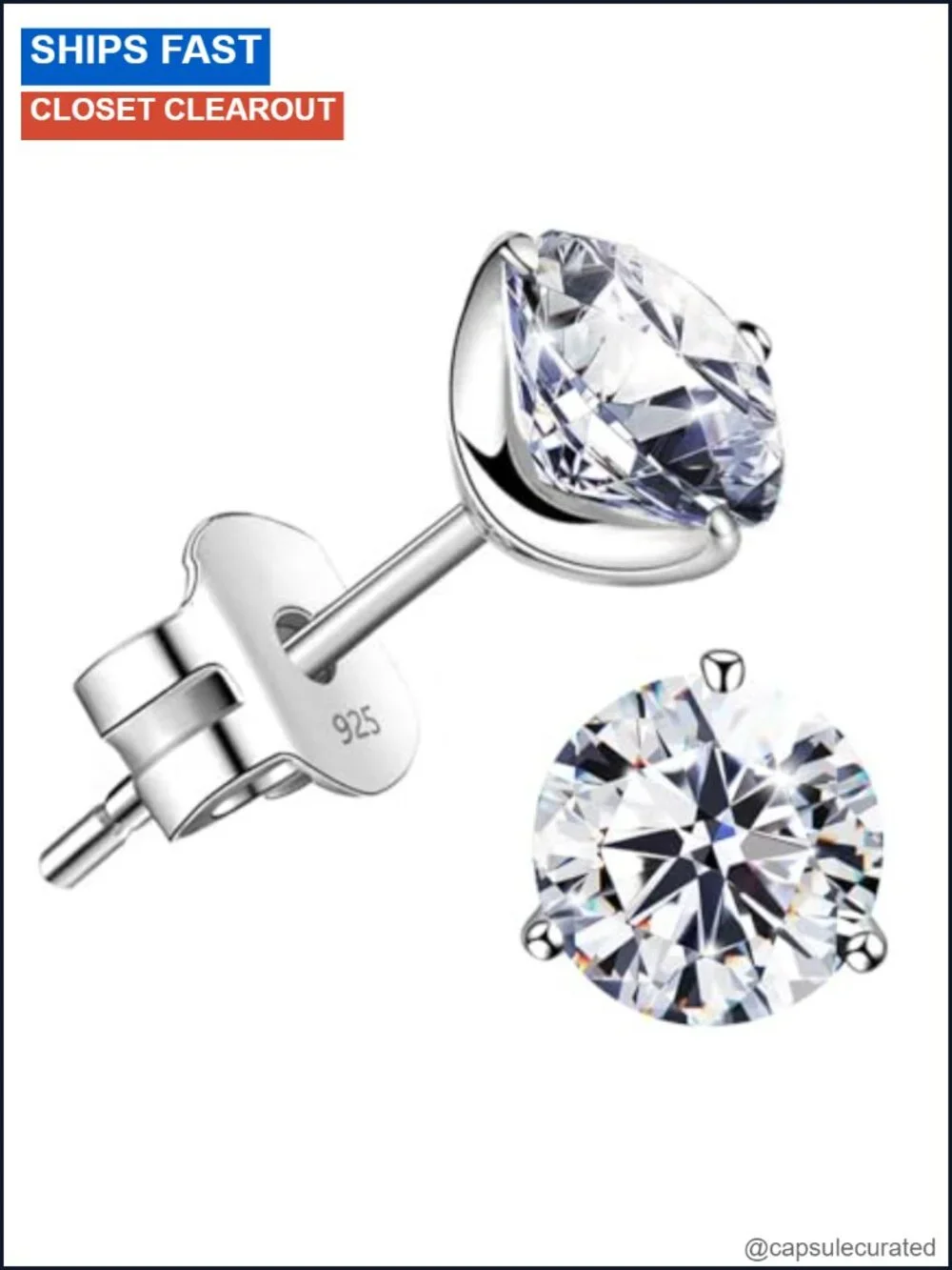 18K Gold Plated Sterling Silver Cubic Zirconia Stud Earrings